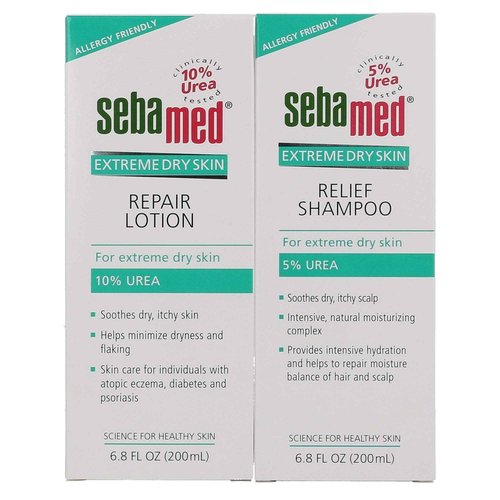 Sebamed Extreme Dry Skin 5% Urea Shampoo (200mL) and 10% Urea Lotion for Dry Itchy Skin and Scalp (Value Pack)