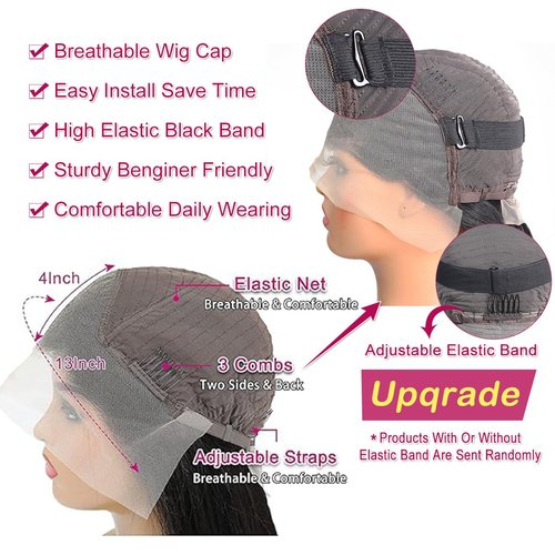 miniask 26 Inch HD Transparent 13x4 Straight Lace Front Wigs Human Hair 180 Density Frontal Wigs Human Hair HD Lace Pre Plucked Closure Wigs for Women