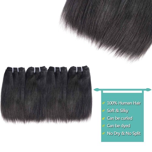 HEPAEA 12A Human Hair Bundles (14 14 16 16 Inches, 4 Bundles) 100% Unprocessed Brazilian Virgin Straight Hair for Women - Natural Black Hair Weave