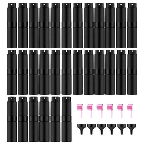 IRON BILL 30 PCS/8ML Portable Atomizer Perfume Bottles, Mini Empty Refillable Cologne Spraye Bottle, Pocket Travel Perfume Liquid Sprayer (Matte Black)