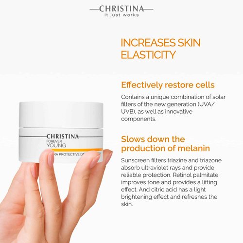 Christina Forever Young Hydra Protective Day Cream SPF 25-50ml - UVA/UVB, Non-Comedogenic and Lightweight Face Moisturizer with Sunscreen for Combination, Dry, Normal, Oily & Sensitive Skin