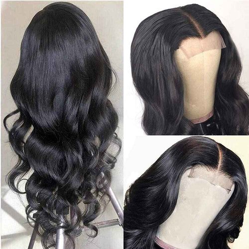 NC Body Wave Human Hair Wigs For Black Women Wig 4x4 Middle Part Lace Front Wigs 150% Density Body Wave Lace Front Wig Brazilian Virgin Hair Lace Closure Wig Natural Black(32inch) …