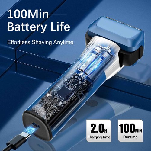 Electric Razor for Men, 2-Speed 5-Blade Electric Shavers for Men Face Cordless Rechargeable, Mens Foil Shaver Shaving Machine Wet Dry Men's Travel Razors for Man Close Shaving Face as Gift, Blue