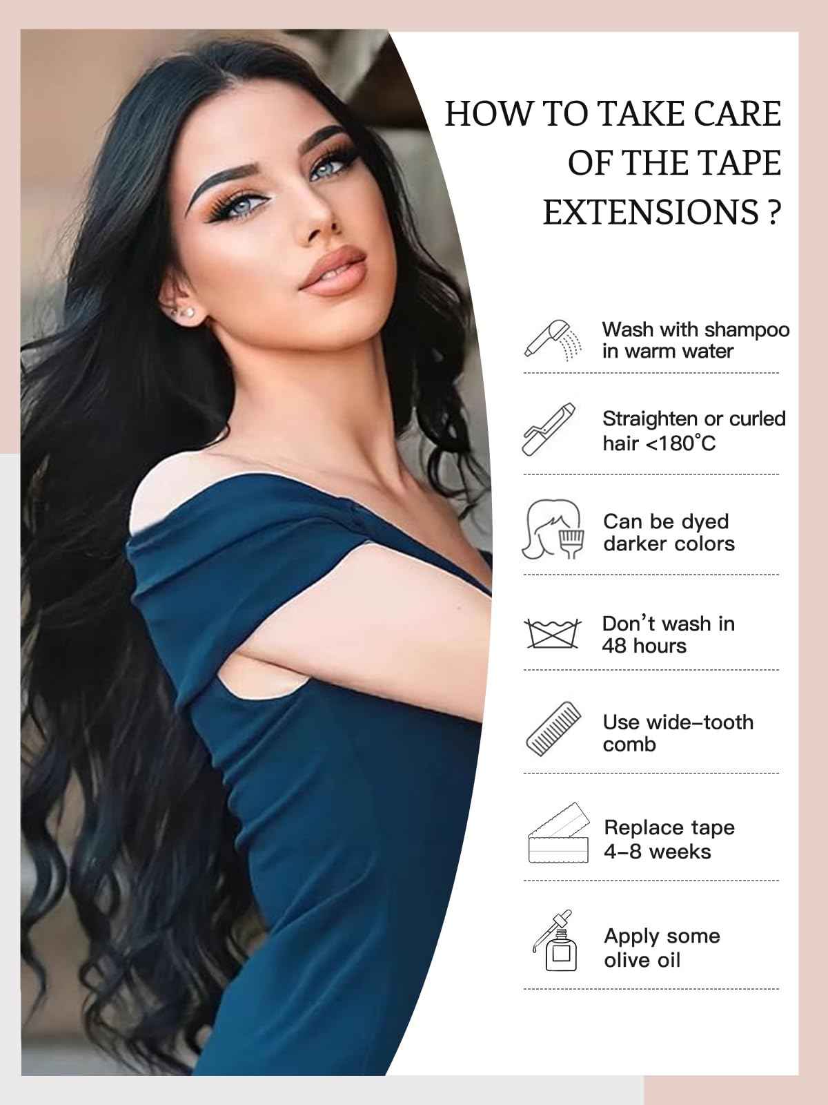 LOVELINE Tape in Hair Extensions Human Hair, Drak Brown, 22 Inch 20Pcs 50g, Skin Weft Seamless Invisible, Soft and Thick Luxury Remy Human Hair Extensions