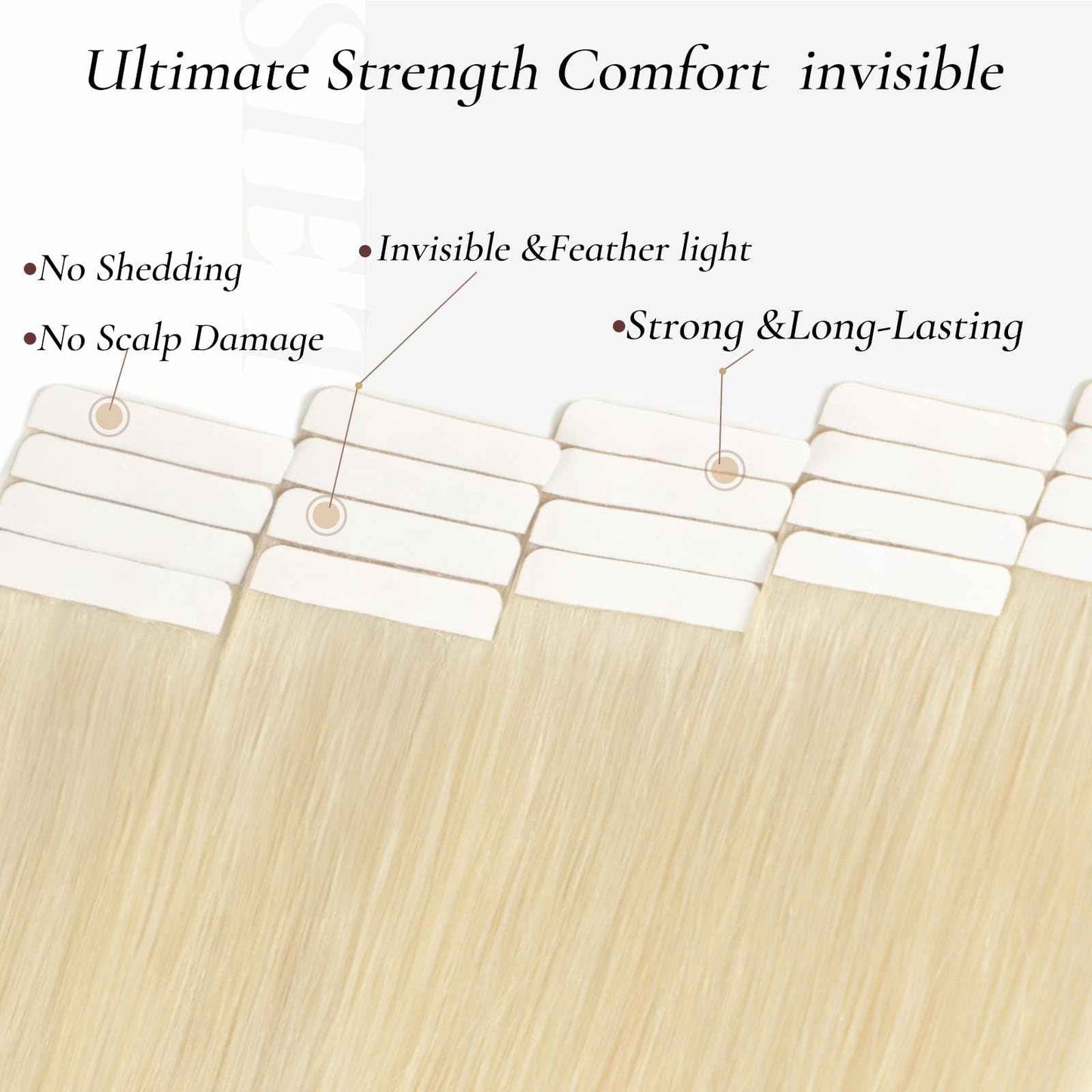 Hyssiet Tape in Hair Extensions Human Hair, 20pcs 50g 22 Inch Platinum Blonde human hair Tape in Extensions,Invisible Straight Tape in Hair Extensions for Womwn,Remy Thick Real Human Hair Extensions
