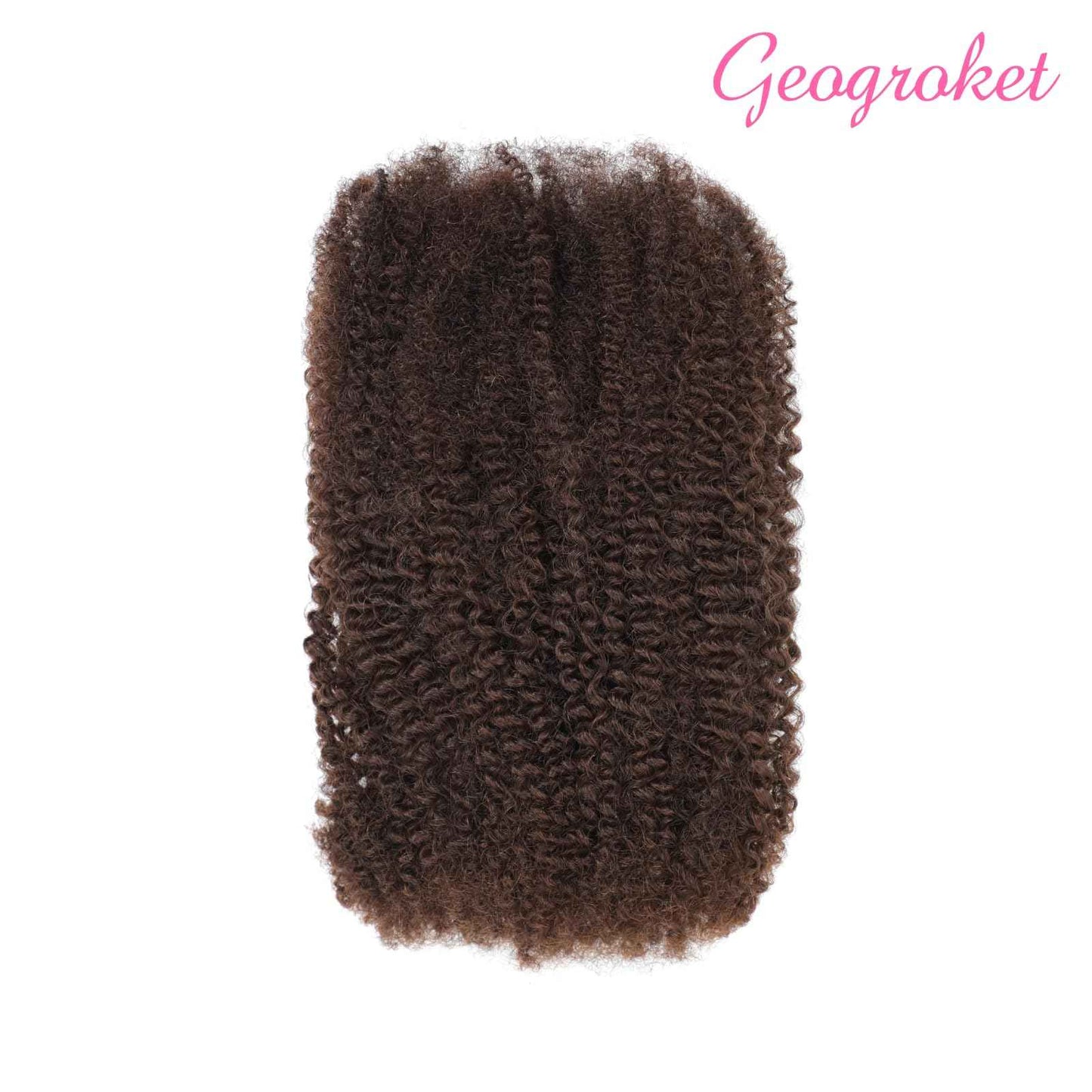 Geogroket Afro Kinkys Bulk Human Hair for Permanent Micro Locs/Twists/Braids/Repair No Short Hair Medium Brown 4C Afro Kinky Curly Bulk Human Hair 16 Inch 4#