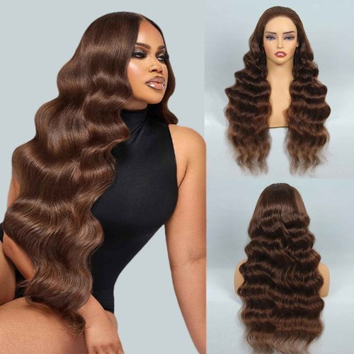 5X5 Glueless Wigs Human Hair Pre Plucked Pre Cut Chocolate Brown Lace Front Wig 24 Inch 5x5 Wear and Go Glueless Lace Closure Wig Body Wave Reglular HD Lace Front Wigs 4# Brown Colored Wig