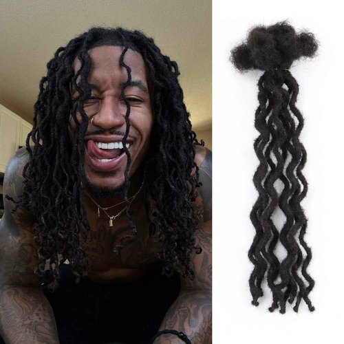 Afro Kinky Bulk Human Hair Locs, 30 Strands 8-Inch Real Dreadlock Extensions, Small Diameter 0.4cm, Natural Looking Permanent Micro Locs for Black Hair