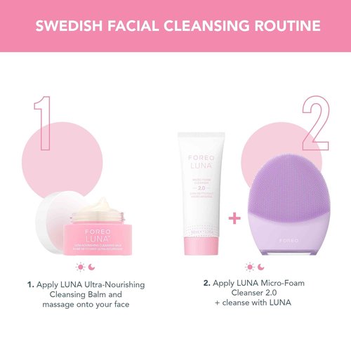 FOREO LUNA Nourishing Cleansing Balm - Gentle Waterproof Makeup Remover - Waterless Oil Cleanser - Eye Makeup Remover - Vegan - Cruelty & Fragrance-Free, Eco-Friendly - 2.5 fl. oz