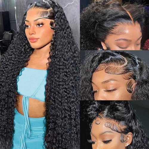 BWDWST Deep Wave Lace Front Wigs Human Hair 13x6 Lace Front Wigs Human Hair Pre Plucked Deep Wave Wig for Women 20 Inch