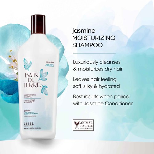 Bain de Terre Moisturizing Shampoo and Conditioner Set & Shine Serum | Jasmine | Hydrates & Moisturizes Dry, Damaged Hair | Argan & Monoi Oils | Paraben Free | Color-Safe | 33.8 Fl Oz