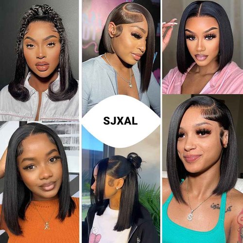 Wear and Go Glueless Bob Wig Human Hair Pre Plucked Pre Cut 4x4 HD Lace Closure Bob Wigs For Black Women Human Hair Straight Bob Wigs No Glue Lace Closure Wigs For Beginner 200% Density 16 Inch