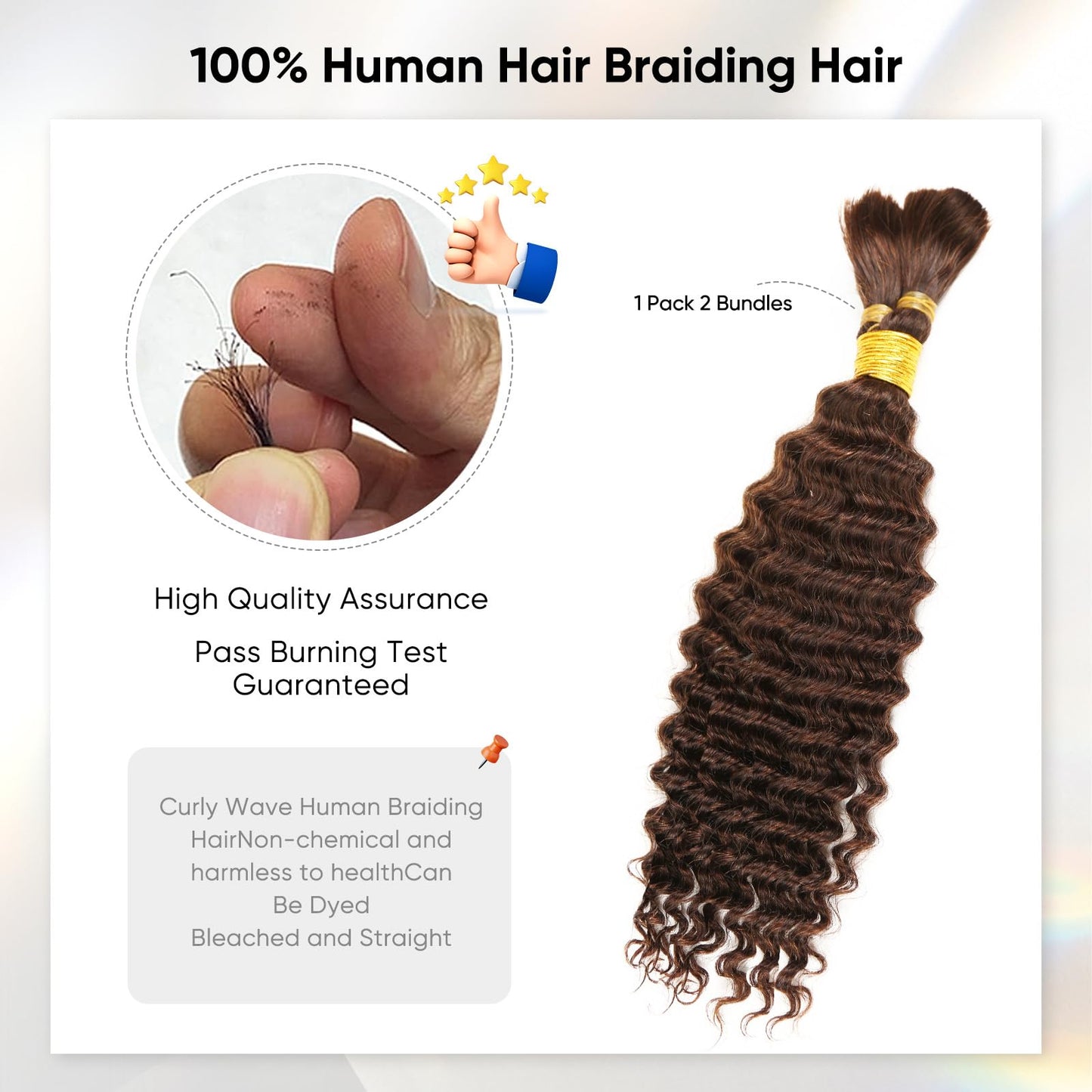 Human Braiding Hair 24 Inch 100g Chocolate Brown Deep Wave Bulk Human Hair for Braiding No Weft Curly Bundles Human Hair Extensions for Boho Knotless Braids Wet and Wavy Braiding Hair (#4)