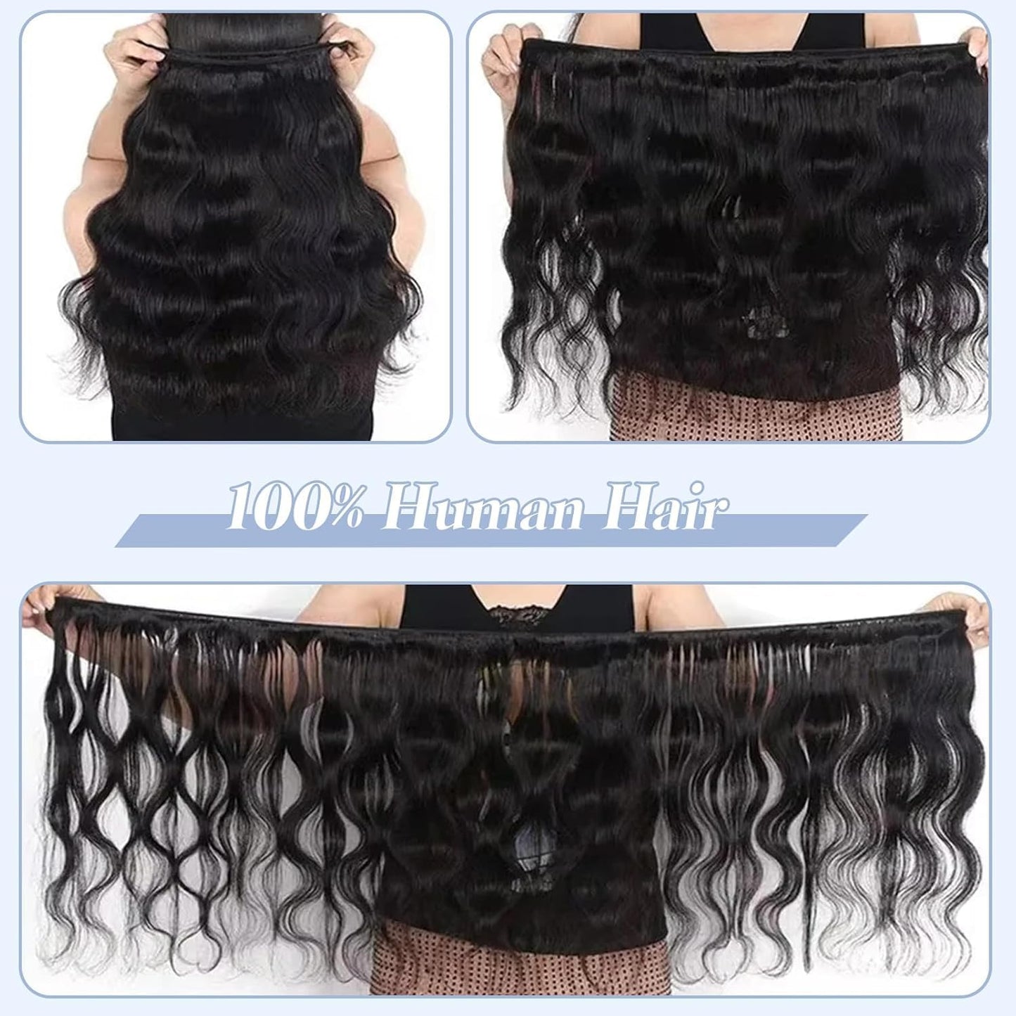 12A Human Hair Bundles Body Wave Bundles Human Hair 20 22 24 Inch 100% Unprocessed Brazilian Virgin Hair Body Wave 3 Bundles Deals Real Human Hair Extensions For Black Women Natural Black