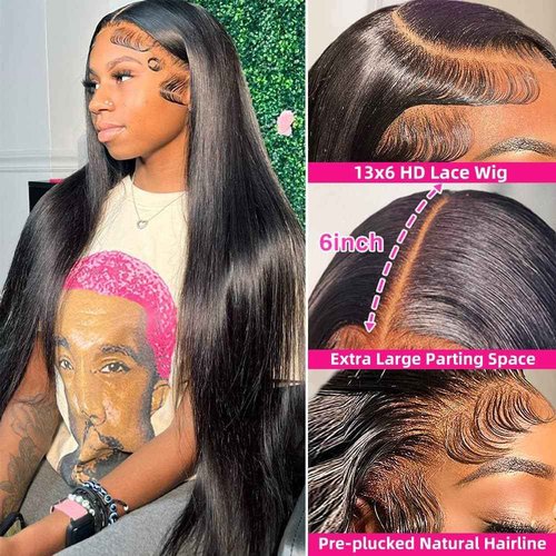 PERISMODA 12A 13x6 Full Lace Frontal Wig Straight Wave Virgin Human Hair Wigs Straight Wave 13x6 HD Lace Front Wigs For Women 180 Density 18 Inch Invisible Bleached Knots Wig