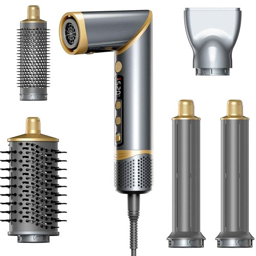 Easywave Air Wrap Hair Styler: Flexible 5 in 1 Styling & Drying System, Professional Hot Air Brush Set for Fast Drying, Curling, Volumizing, Smoothing & Styling, Oval Brush, Concentrator