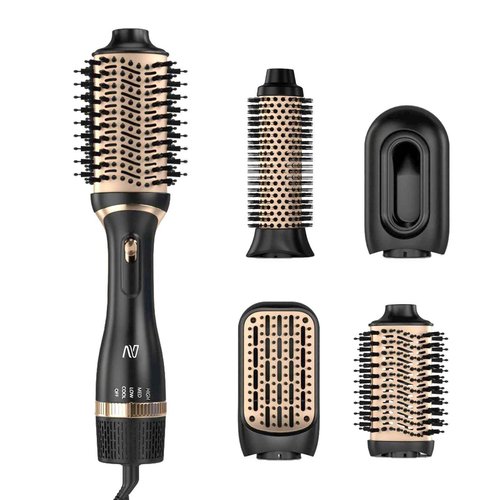Nycoba Hair Dryer Brush Set, Multifunctional Hot Air Brush for Salon Blowouts, Negative Ion Technology & Quick Drying, Shiny and Less Frizz, Black Orange