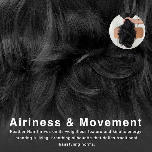 MITIMES Voluminous Feather Layered Hair Flip Out Preplucked Precision-Precut-cut Ready-to-Go Glueless 13x6 HD Synthetic Lace Front Wig Natural Black Wig