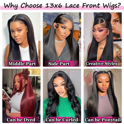 Bestdilin 13x6 Straight Lace Front Wigs Human Hair 28 Inch HD Transparent Lace Frontal Wigs Pre Plucked with Baby Hair 200 Density100% Human Hair for Black Women Natural Color