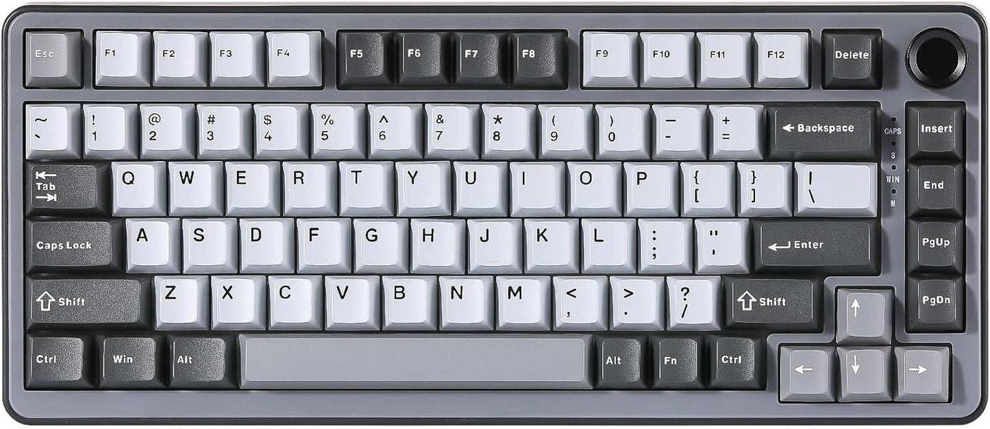 YUNZII B75 Mechanical Keyboard,75% Layout with Knob,Hot Swappable RGB Backlit Gasket Mounted, Creamy Typing, Double-Shot PBT Keycaps,Cherry Profile,for Win/Mac (White, Milk V2 Linear Switch)