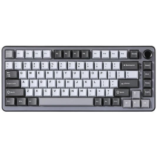 YUNZII B75 Mechanical Keyboard,75% Layout with Knob,Hot Swappable RGB Backlit Gasket Mounted, Creamy Typing, Double-Shot PBT Keycaps,Cherry Profile,for Win/Mac (Dark Grey, Cocoa Cream V2 Switch)