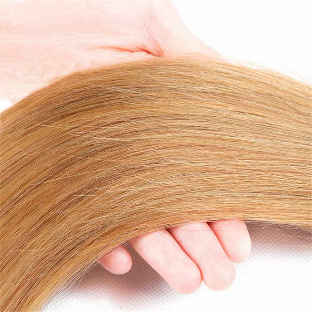 26 28 30 inch Honey Blonde Human Hair Bundles Blonde Straight Human Hair Bundle #27 Straight Bundle Double Weft 3 Bundles