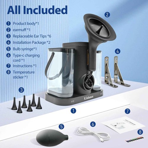 Kilahanos Electric Ear Wax Removal Kit with Separable Large Water Tank, Ear Irrigation Flushing System with Ear Cleaning Headphones, Safe and Effective Water Ear Cleaner Earwax Removal, Black