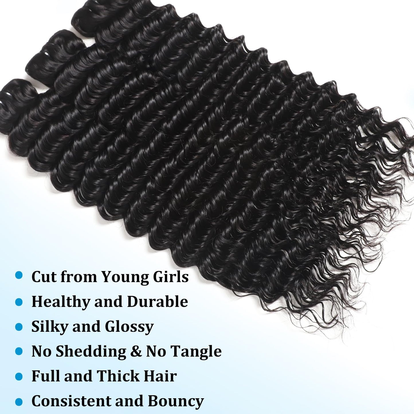 12A Deep Wave Human Hair Bundles 20 22 24 Inch Deep Curly Bundles Human Hair 100% Unprocessed Brazilian Virgin Weave 3 Bundles Double Weft