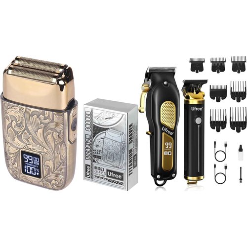 Ufree 3-Speed Electric Shavers for Bald Men, Close Shave Head Shavers with Double Foil, Professional Clippers and Trimmers Set, Cordless Clippers for Hair Cutting