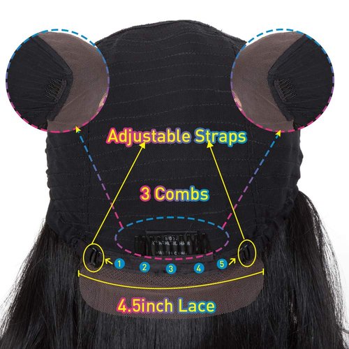 Joedir 28" Long Wavy 13X6 Free Parting Easy-360 Lace Frontal Wigs for Black Women Heat Resistant Synthetic Hair wigs(1B)