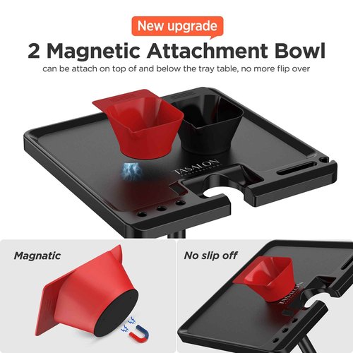 TASALON Ultimate Salon Tray on Wheels,Tray Cart with 2 Magnetic Bowls Irony Tattoo Table Station Rolling Tray with Hair Stickless Wheels,Chemical-Resistant Hair Stylist Instrument Tray,Tray for Dyson