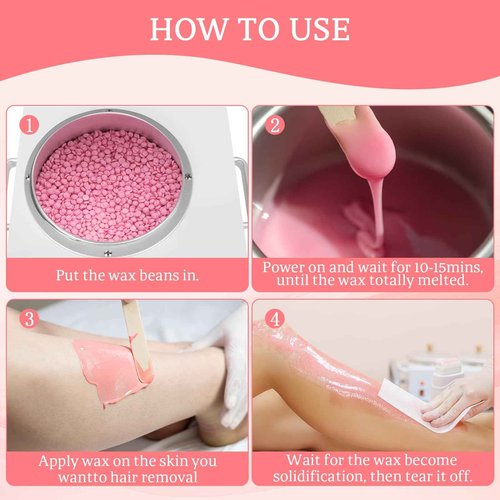 Wax Warmer for Hair Removal, Large Non-Stick Wax Pot with Easy-Clean Removable Liner, Includes 100 Sticks, 50 Collars & 2 Replacement Fuses, for Spa, Salon, Esthetician or Home Use