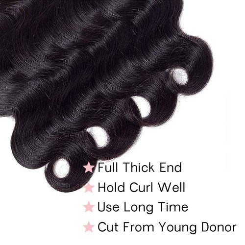 Suerkeep Body Wave 3 Bundles Human Hair 22 22 22 Inch 100% Brazilian Human Hair Bundles Weave Bundles Deals Real Human Hair Extensions Natural Black Color
