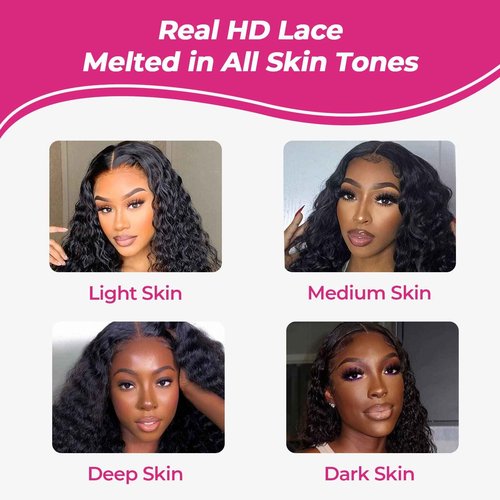 FalaFala SKINLIKE REAL HD Lace 5x5 Closure Deep Wave Swiss HD Lace Closures Only Ultra-thin Melted Virgin Human Hair Natural Black Baby Hair Pre Plucked Serrated Edge 18 Inch