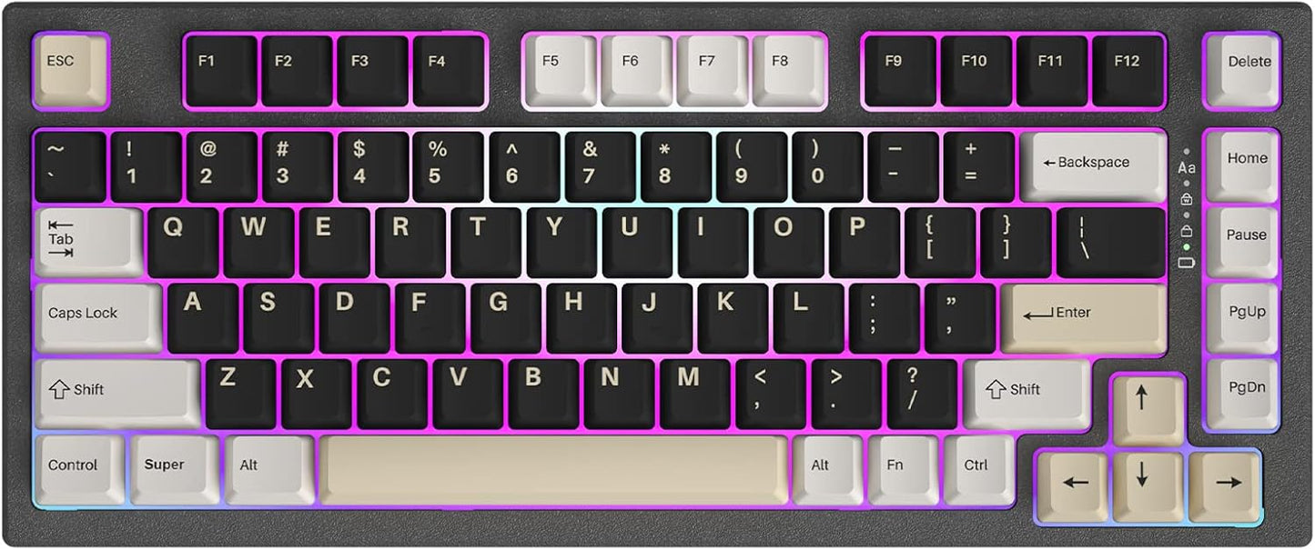 YUNZII YZ75 Hot Swappable Wireless Keyboard(Gateron G Pro Black, Black), Coffee Cat Dye Sub PBT Keycaps(Cherry Profile, Coffee Cat)