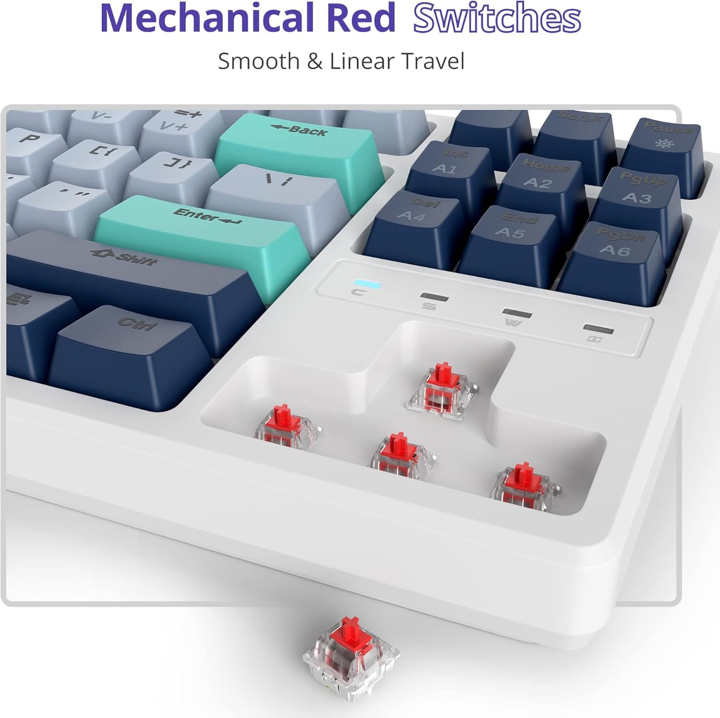 60 Percent Gaming Keyboard Mechanical with Linear Red Switch, 65% Wired Ultra-Compact Mini Keyboard Rainbow with PBT Keycaps for Ps4/Ps5/Xbox(68 Green)