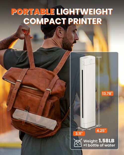 COLORWING M08F Portable Wireless Tattoo Stencil Printer, Thermal Inkless Bluetooth Tattoo Stencil Machine with 10pcs Tattoo Transfer Paper, Ideal for Tattoo Artists & Beginners - White