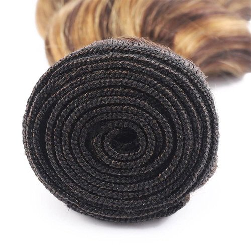 Honey Brown Human Hair Bundles P4/27 Deep Wave Bundles 18 20 22 inch LadrXadr Ombre Highlight Human Hair Bundle 3 Tone 300g