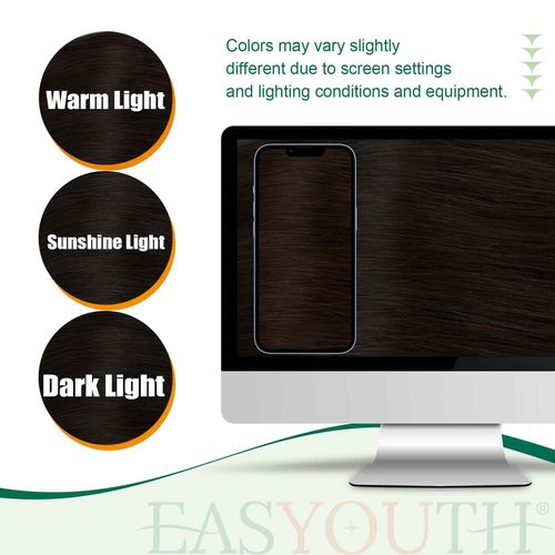 Easyouth Human Hair Ponytail Extension Dark Brown Ponytail Extension Human Hair Brown 20 Inch 80g Pony Tails Hair Extension Easy to Apply and Remove Wrap Around Ponytail Extensions for School