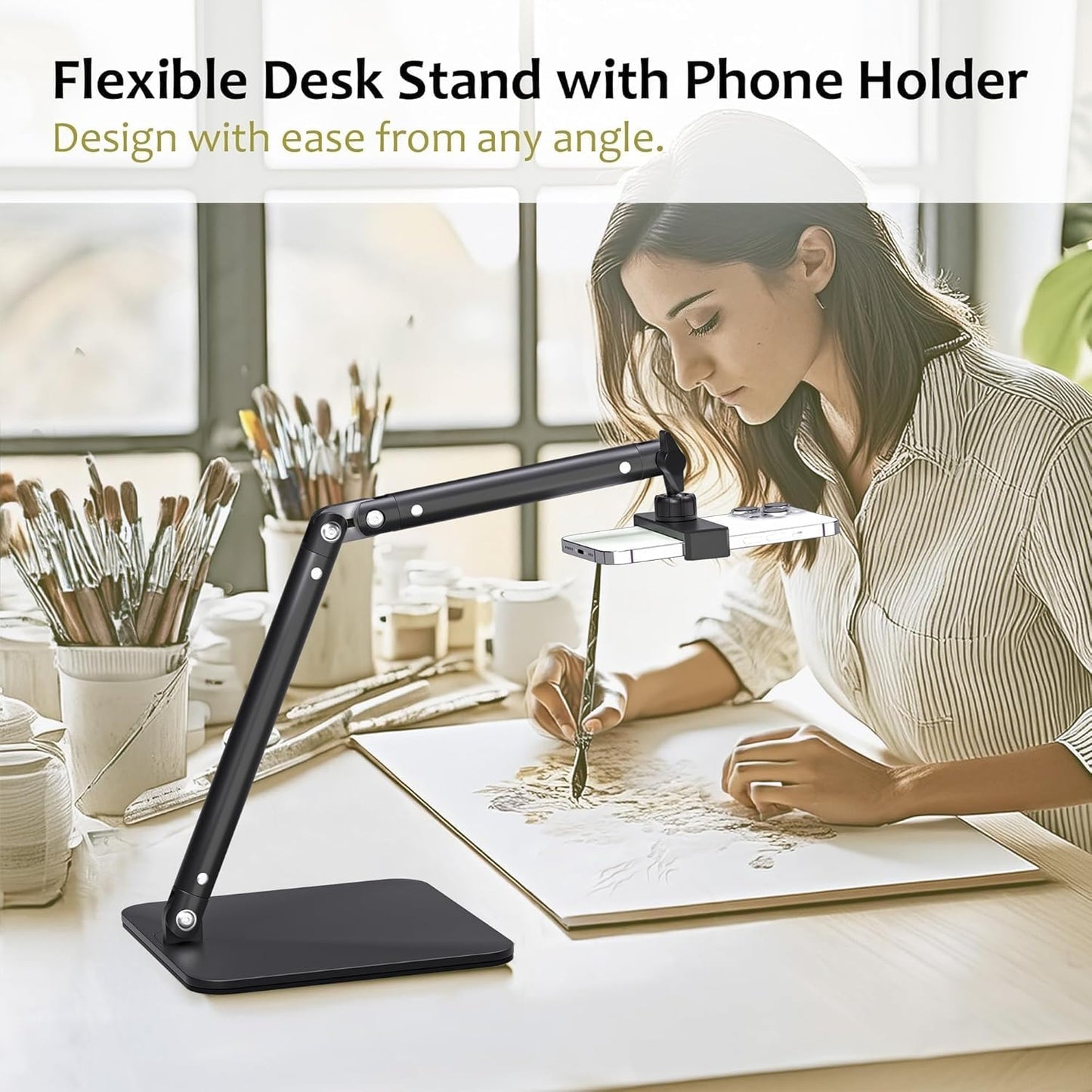 Advenza Webcam Camera Stand, Phone Mount, Sturdy Desk Mount for Webcam C922 C930e C920S C920 C615 C960 C920x BRIO 4K, Phone Mount, Right Light with 1/4" Thread