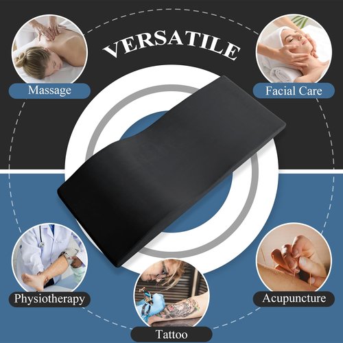 Curvy Massage Bed Topper - High Density Foam Lash Bed Topper with Soft Touch Short Plush and Ergonomic Design, Non-Slip Esthetician Massage Table Mattress Pad for Beauty Salon, 70x28 Inch, Black