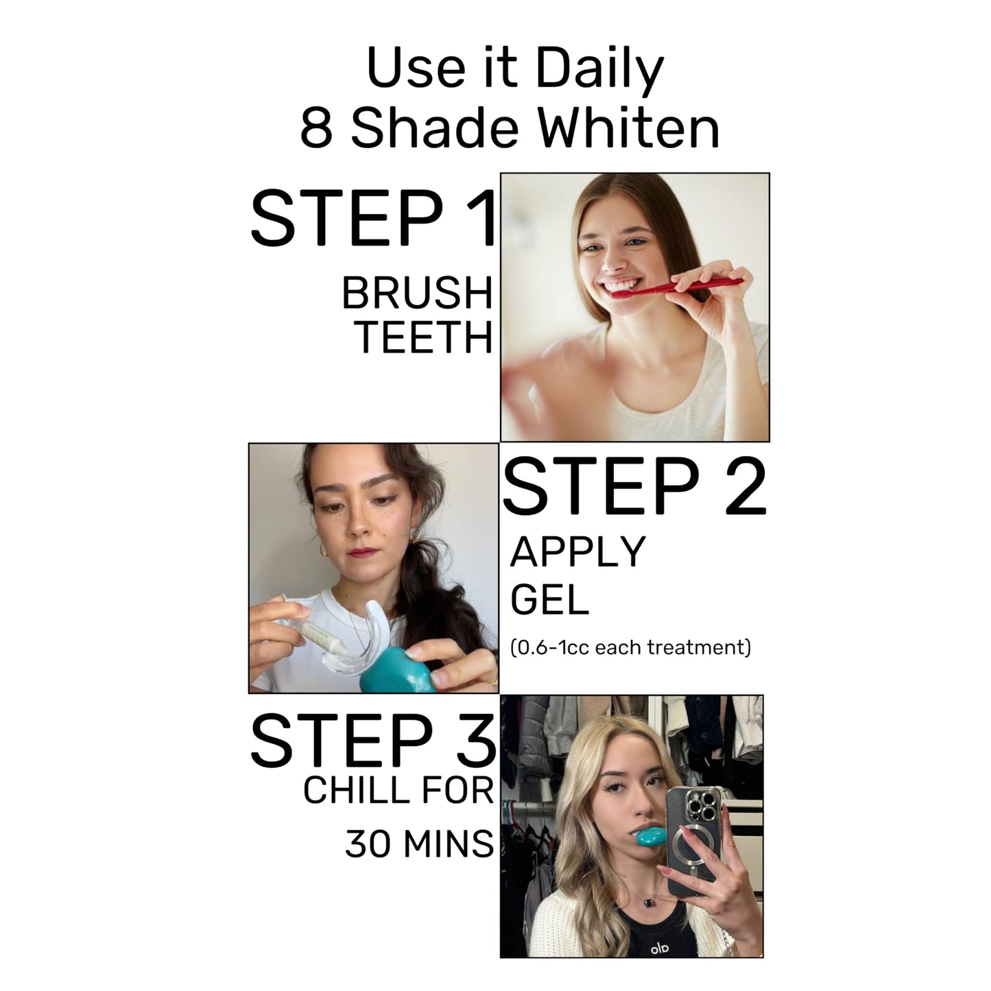 gli gli Super Sparkle Booster Teeth Whitening Kit - 2 x 5ml Hydrogen Peroxide 6% Whitening Gel Syringes - Includes Rechargeable LED Whitening Device & Remineralization Pen - 10 to 15 Days Treatment