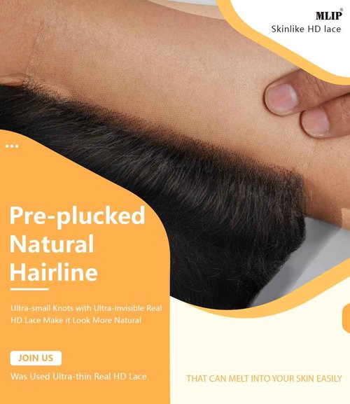 Mlip 5x5 HD Lace Closure Body Wave, 0.10mm Ultra Thin Invisible Swiss Lace, Skinlike Real HD Lace Melt into Skin Perfectly, Pre-plucked Natural Hairline, Raw Indian Human Hair 16 Inches