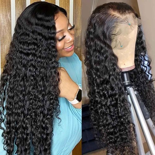 Deep Wave Lace Front Wigs Human Hair 220% Density 20 Inches HD Deep Wave Wig Human Hair Lace Front Wigs Deep Curly Human Hair Wig For Women 13x4 Deep Wave Frontal Wig Pre Plucked