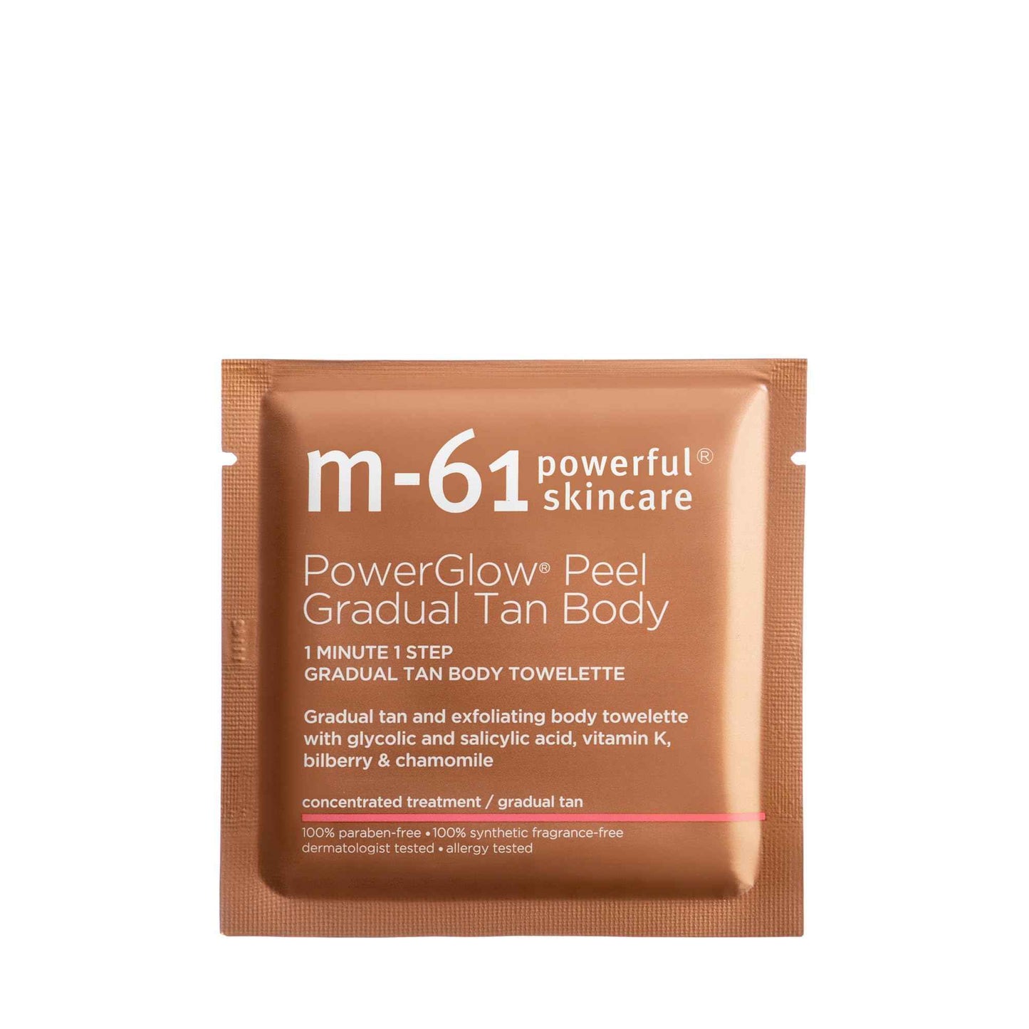 m-61 PowerGlow Peel Gradual Tan for Body | 1-Minute, 1-Step Exfoliating Body Peel To Build A Streak-Free Radiant Glow. With Glycolic and Salicylic Acid. Dermatologist & Allergy Tested - 10 Treatments