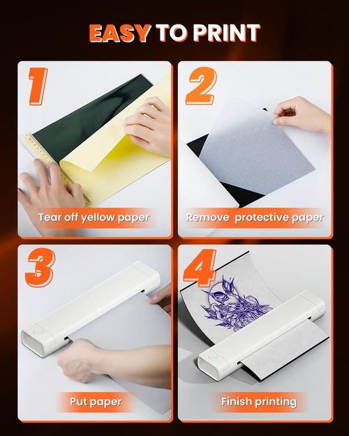 COLORWING M08F Portable Wireless Tattoo Stencil Printer, Thermal Inkless Bluetooth Tattoo Stencil Machine with 10pcs Tattoo Transfer Paper, Ideal for Tattoo Artists & Beginners - White