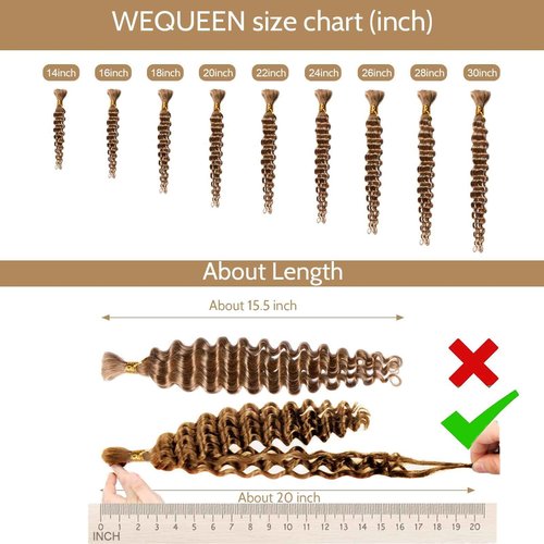Wequeen 16A Human Braiding Hair Deep Wave 100g 18 Inch 100% Unprocessed Brazilian Virgin Hair No Weft Bulk Human Hair for Braiding Curly Hair Extensions for Boho Braids, Honey Blonde