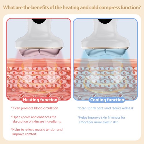 ZoGoo Upgraded Hot & Cold Dual Mode Face and Neck Beauty Massager, 7 in 1 LED Facial Sculptor, 7 Modes -Micro - Vibration - 7 Light -Heating -Ice Compress for Home Skin Care, Face Lift Device