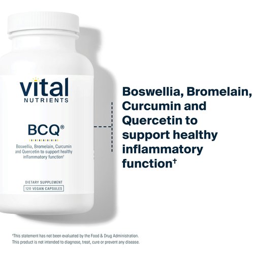 Vital Nutrients BCQ | Vegan Boswellia, Bromelain, Curcumin & Quercetin Supplement | Joint Support Supplement | Supports Sinus & Digestive Health | Gluten, Dairy, Soy Free | 120 Capsules