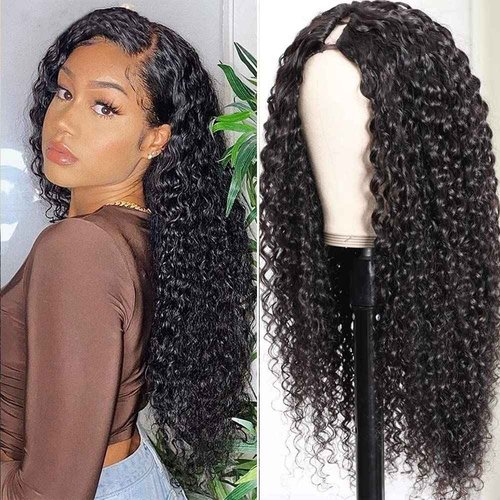 Ainmeys Curly V Part Wigs Kinky curly V Shape Wigs for Black Women No Leave Out Upgrade U Part Wigs Glueless Full Head Clip In Half Wigs(22IN 180% Density)